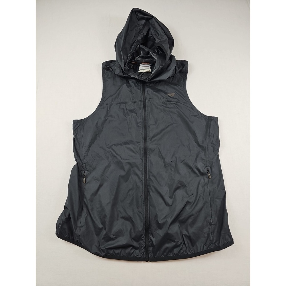New Balance Hooded Vest Sleeveless Women's Black Size M Full Zip Lightweight